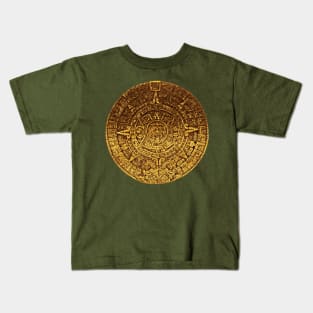 Golden Mayan Calendar Amulet Kids T-Shirt